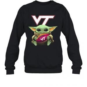 Baby Yoda Hug Virginia Tech Football T-Shirt